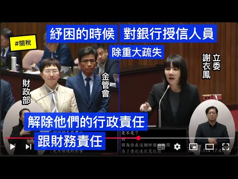 “我們四月三號算的試算，是在１０％～２０％、２０％～３０％” 謝衣鳯 質詢 行政院長卓榮泰 美國川普關稅因應 20250411 院會 【立法院演哪齣？】
