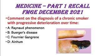 MEDICINE - PART 1 RECALL FMGE DECEMBER 2021 | DR.CLINICAL #fmge2021 #fmge #dr.clinical fmge