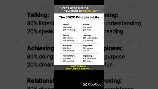 The 80/20 Rule Will Change Your Life Forever! #8020rule #lifehack #shorts #SelfGrowth #youtubeshorts