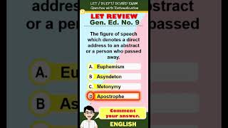 LET / BLEPT / Board Exam Review Questions with Rationalization Gen. Ed. 2 - English 9 #shorts #let