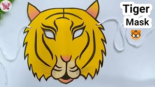 Tiger face mask | how to make tiger face mask | animal mask making #mask #animalmask