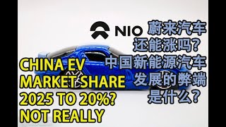 12NIO蔚来汽车还能涨吗？中国新能源汽车发展的弊端是什么？China EV market share 2025 to 20%? (Show you the battery swap station)