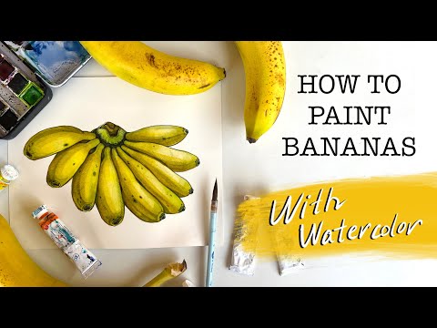 Paint realistic bananas with watercolor