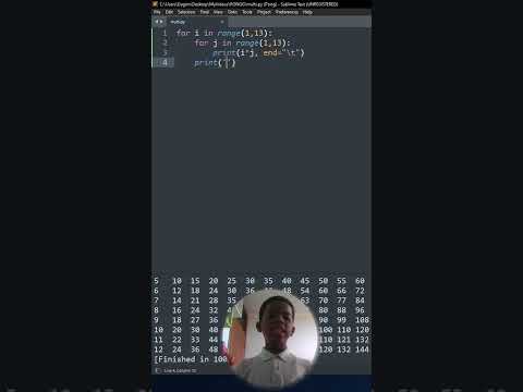 How To Make A Multiplication Table In Python!!!!!