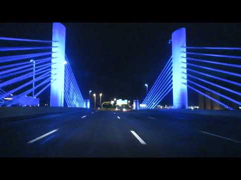 "Q" Bridge in New Haven at Night 1080p Slow-Motion - feels like being underwater!