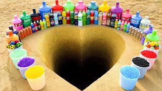 Big Toothpaste Eruption from Heart pit, Orbeez Bucket vs Giant 7up, Fanta, Balls, Coca Cola & Mentos
