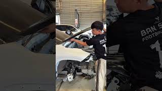 How to set the hood to be the same size without removing it #carrepair #ซ่อมรถ