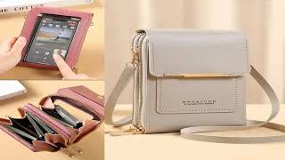 Crazy Bag Fashion Touch Screen Lock Cell Phone Bag Women's Mobile Phone Card Holder Crossb
