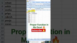 Proper Function in Ms Excel 🔥#msexceltricks #msexceltutorial #msexcelcourse #msexceltricks #viral