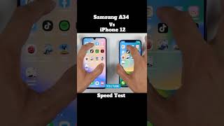 Samsung A34 vs iPhone 12 – SPEED TEST SHOWDOWN! ⚡ Who Wins? 😱 #Shorts