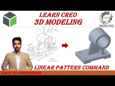 Creo Part Modeling: Hole, Linear Pattern, Rib | In Hindi