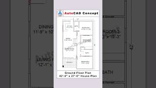 42x27 house plan | Architectural drawing in autocad | Building plan drawing #buildingplans #house