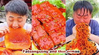 mukbang | How many types of food did Songsong Ermao eat❓ Let's count together！