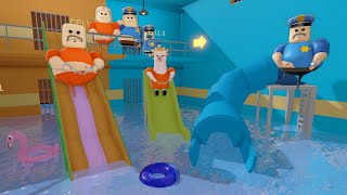 9999 PRISONERS Vs 9999 COPS in WATERPARK BARRY'S PRISON RUN! New Scary Obby (#Roblox)