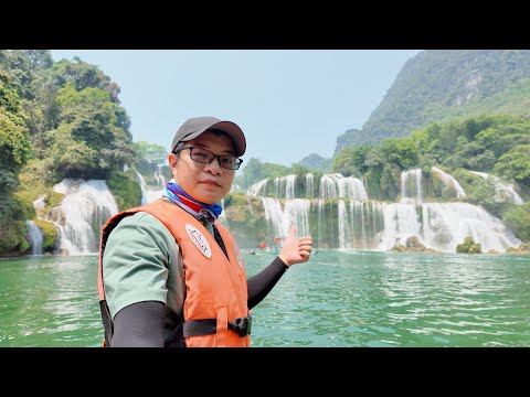 亚洲第一跨国瀑布，德天瀑布，坐竹排一脚踏两国，太壮观了