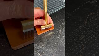 Punching stitching holes #leathertok #leatherwork #leather #leatherasmr #sinabroks #leatherstitching