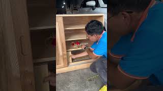 DIY wooden furniture - Surprise underneath the natural wooden cabinet #furniture #hidden #shorts