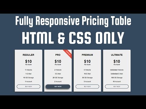 Responsive Pricing Table - HTML and CSS Only (HTML CSS TUTORIAL)