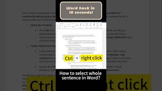 Word hacks - select whole sentence with one click #wordhack #wordtrick #office #productivity