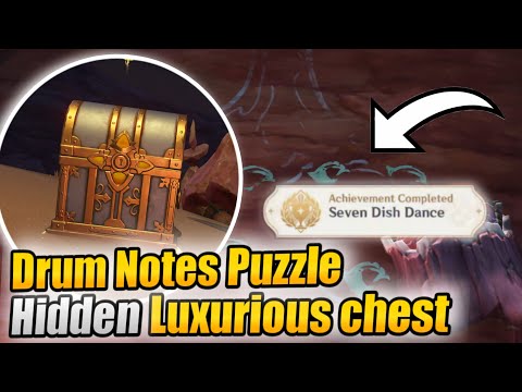 Hidden Luxurious Chest Drum Notes Puzzle (6X exquisite 1X Luxurious ) Genshin Impact 3.6