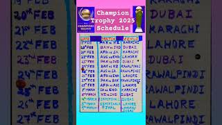 Champion Trophy 🏆 2025 Schedule #ytshorts