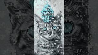 Cute Cat With A Blue Cupcake Jigsaw Puzzle #jigsawpuzzle #jigsawpuzzlecollection