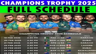 ICC Champions Trophy 2025 Schedule | Champions Trophy 2025 Schedule