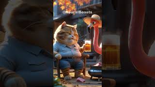 "AI Cat in Action: Meets with Friends!" #chubbycat #neuralbeasts #aiviral #animalfun #animalhumor