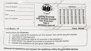 PBA PAPER BIOLOGY CLASS 10TH Solution|| APSACS PREBOARD EXAMS PBA PAPER 2025