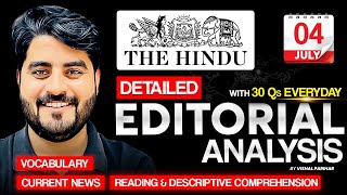 4 July 2025 | The Hindu Editorial Analysis | Editorial by Vishal sir | Bank, SSC, UPSC