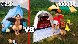 Night Camping In Heavy Rain 🌧️ Low Budget house Challenge 250₹ VS 100000₹