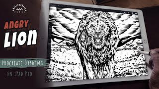 Procreate Drawing on iPad Pro | Angry lion | Procreate Illustration Tutorial