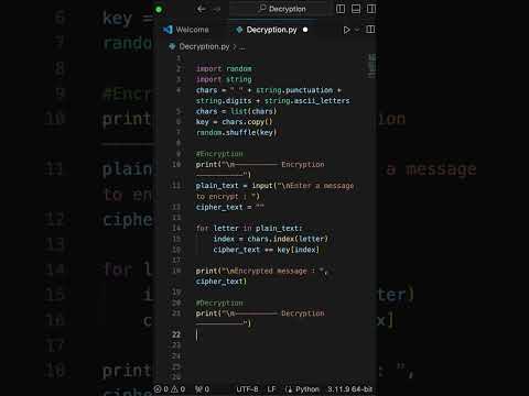 Decryption in Python   #pyhton  #cybersecurity  #decryption  #shorts