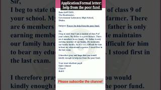 Application financial help from the poor fund || help from the poor fund #application #formalletter