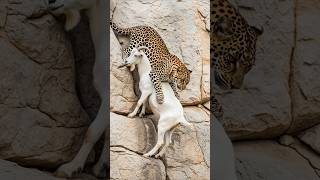 Leopard vs Goat: Wild Climb on a Steep Cliff! #shorts