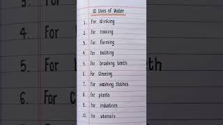 10 Uses of Water | Different uses of Water | Water uses | Benefits of water  #shorts
