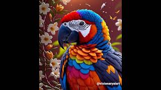 Parrot 🦜 Flowews 🌺🌼 #ai #aiart #aipainting #art #artificialart  #shorts #trending #youtubeshorts