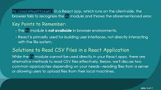 How to Resolve the TypeError: fs.createReadStream is not a function Error in React