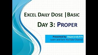 Day 3 Proper | Excel Daily Dose | Basic Excel Functions