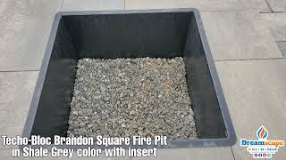 Techo-Bloc Brandon Square Fire Pit Hardscape in Shale Grey w/ Insert - Littlestown, PA DREAMscape's