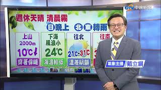 【立綱氣象報報】西部外島夜晚局部濃霧 行車要小心│中視晚間氣象 20221111