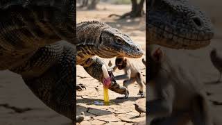 Monkey Checks Swollen Leg of a Komodo – What’s Inside?