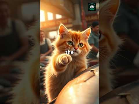 Fluffy Cat's Day at the Market #cat #catcooking #cutecats #ai