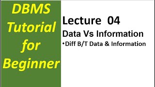 Lecture 04 Difference Between Data And Information in DBMS