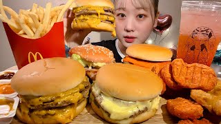 ASMR McDonald's Various Cheeseburgers Spicy Nugget【English subtitles】【Mukbang/ Eating Sounds】