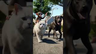 Epic Animal Chase! Monkey Rides Cat to Catch a Dog with a Rope | AI Short