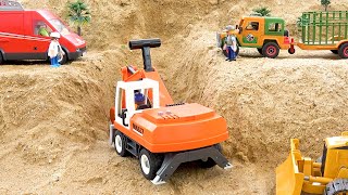 Excavator Sand to Build Bridge with the Help of Tractor and Trucks | BIBO TOYS
