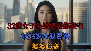 32岁女子为婆婆装修豪宅，姑姑说她浪费钱，婆婆心寒