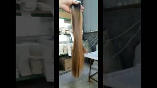 Ombré color tape in hair extensions