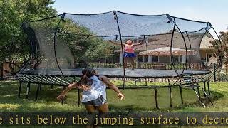 Springfree Trampoline Kids Jumbo Square Trampoline w/ Safety Enclosure Net and SoftEdge Jump Bounce